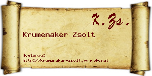 Krumenaker Zsolt névjegykártya